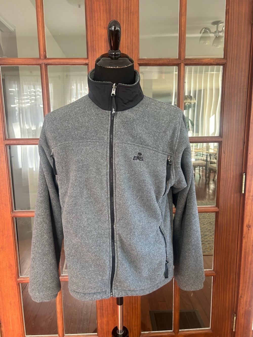 Eastern Mountain Sports EMS Men's Black/Gray Full Zip Fleece Jacket Size Medium